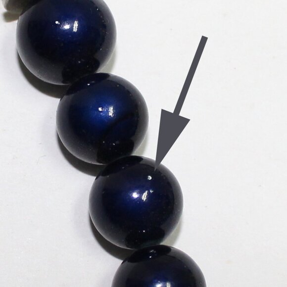 Blue, Silver Bead & Imitation Pearl 30" Long Resin Spring Ring Clasp Necklace - Picture 9 of 9